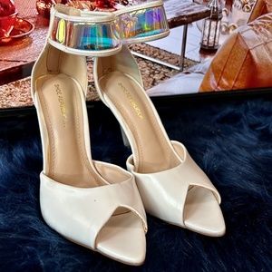 Barbie White Iridescent Heels